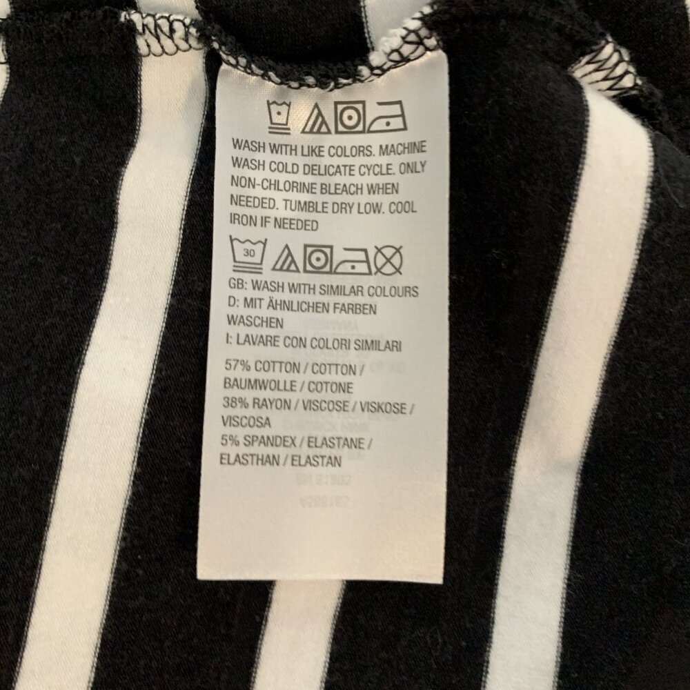 D&Co Denim & Co Womens 2X Dress Black White Stripe Elbow Sleeve Beach Nautical - Picture 7 of 12